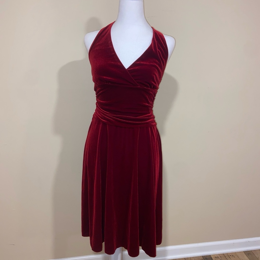 AB Studio Deep Red Backless Dress